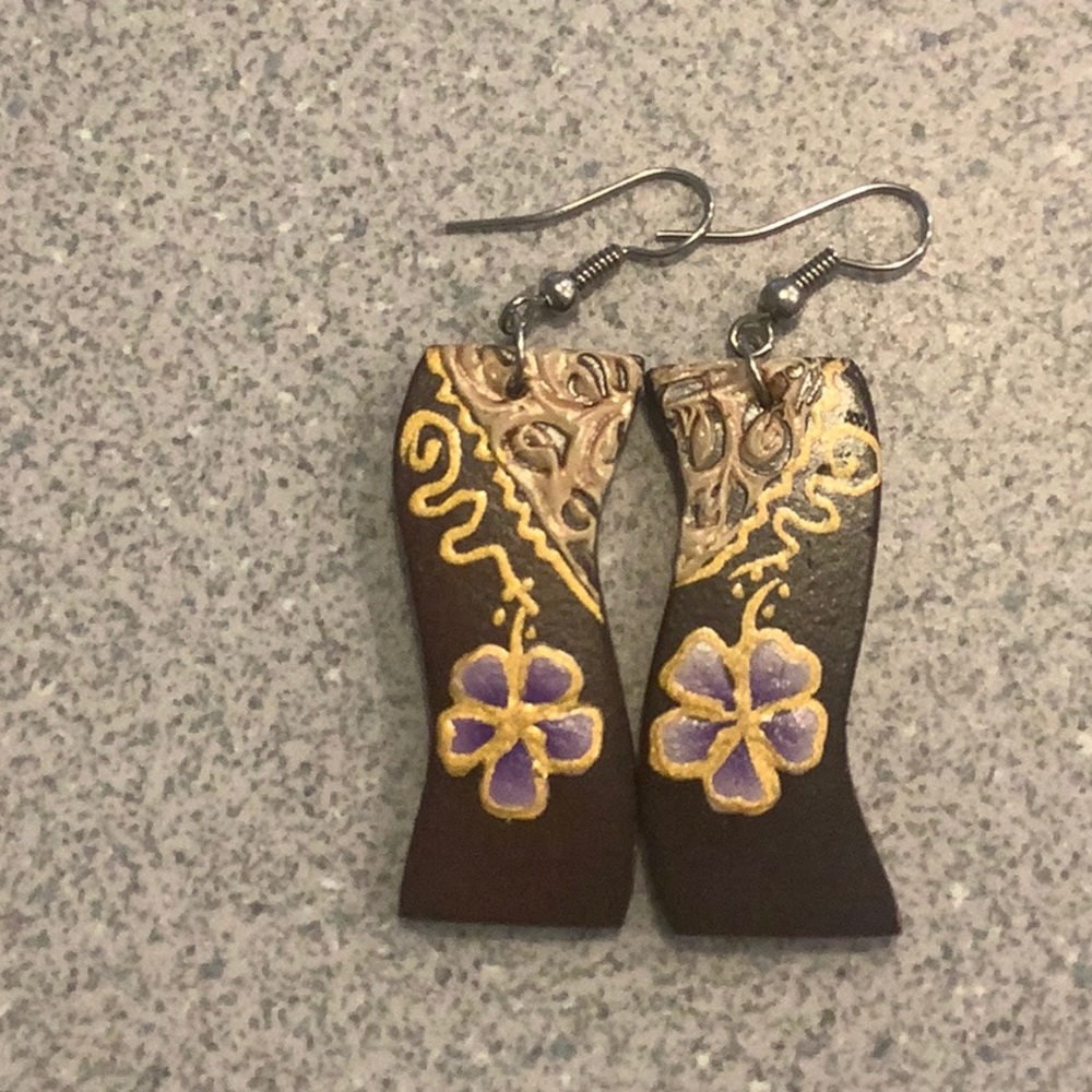Handpainted Wood  Earrings